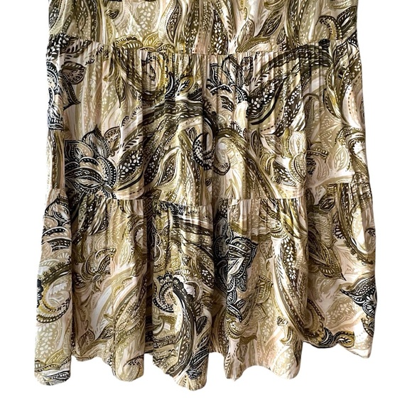 Calvin Klein | NWOT | TIERED SLEEVELESS RUFFLE NECK PAISLEY DRESS | SIZE: 8 - Picture 5 of 10